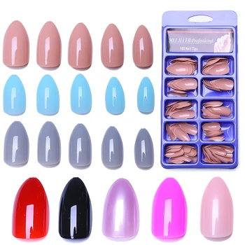 

WAKEFULNESS 100Pcs Eagle False Nails Tips Colorful Magic Mirror Effect Full Cover Stiletto Fake Nails UV Gel Polish Manicure