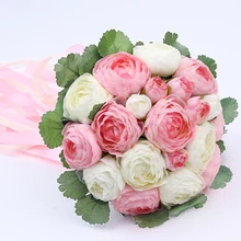 Корейский стиль невесты свадебные туфли ручной работы с цветочным узором с зеленым лента в форме листьев, букет для невесты, свадебные аксессуары невесты цветы