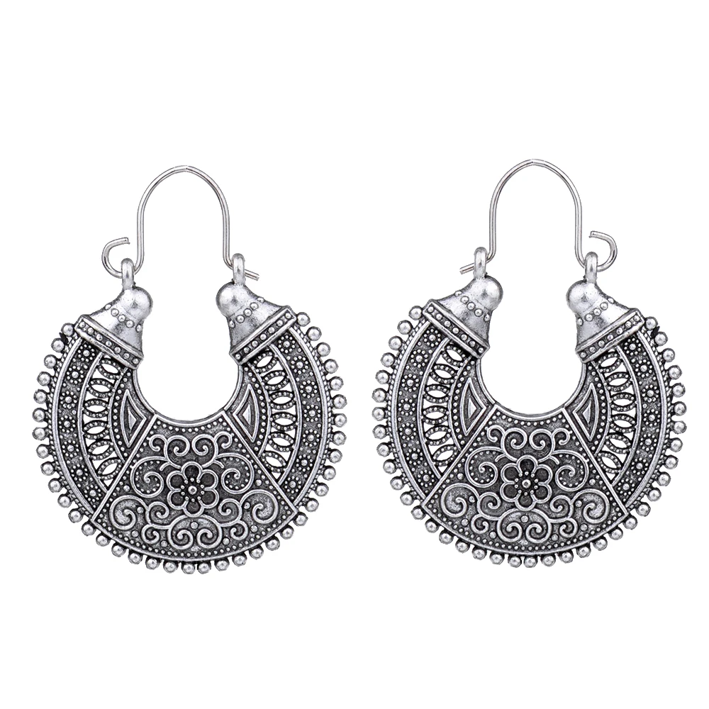 

MYTHIC AGE Tibetan Silver Color Hollow Out Filigree Flower Ethnic Earrings Retail Jewelry Jewellery Gift For Women Girls