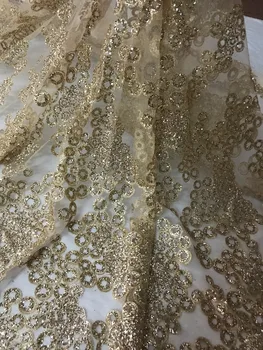 

Good looking design french net lace fabric glued glitter yaking-6143 african Tulle lace