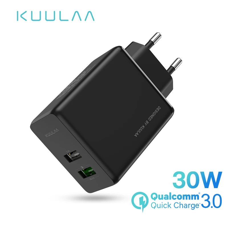 

KUULAA Quick Charge 3.0 30W QC DP USB Charger QC3.0 Fast Charging EU Phone Charger For iPhone XS Max S Samsung S8 Xiaomi Mi 9 8