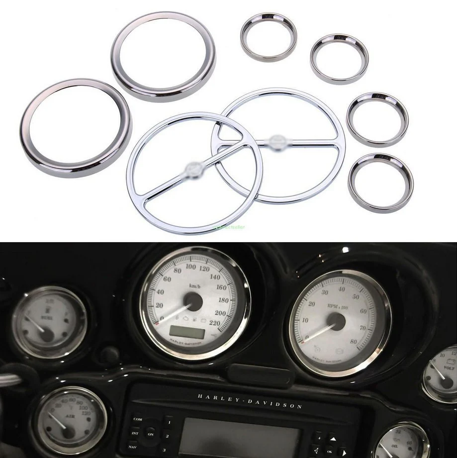 scooter parts/ 8pcs Chrome Speedometer Gauges Bezels and Horn Cover