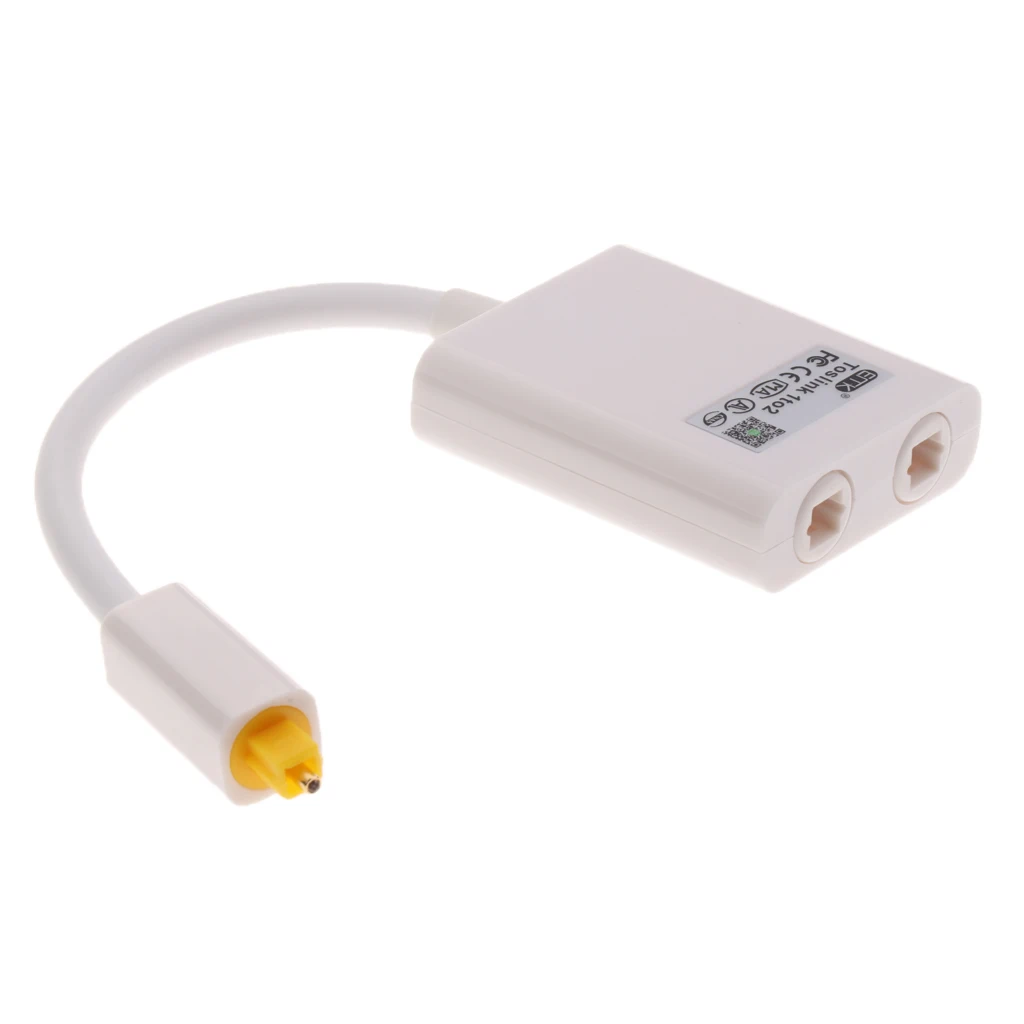 Dual Port Toslink Digital Optical Adapter Splitter Fiber Audio Cable White