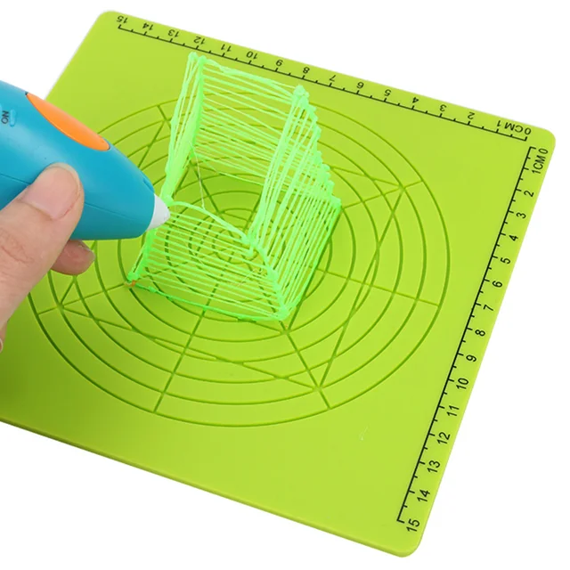Cheap 3D Pen Accessory Green Template Drawing Board Children Silicone Mat Educational With 2 Finger Caps Tools Kids