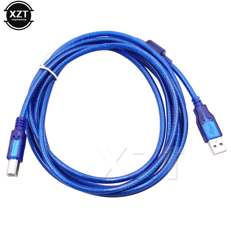 Высокое качество 0,3 м 1 м 1,5 м 3 м высокоскоростной USB 2,0 кабель для принтера тип A папа-Тип B папа с фильтром двойное экранирование прозрачный