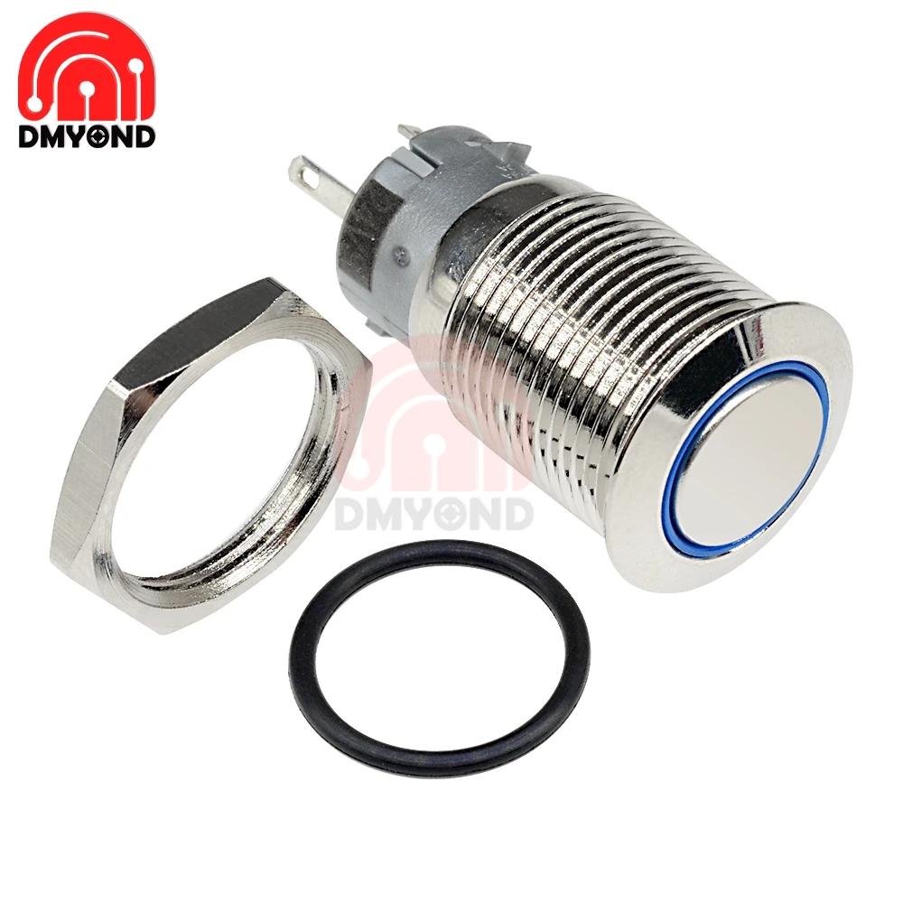 

DC 12V 16mm DIY auto Push Power Button LED Angel Eye Push-buttons Metal