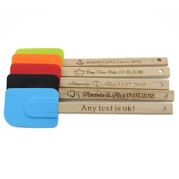 

2pcs Personalized Silicone Wooden Spatula Baking Utensils Bridal Shower Favors Fun Spatula Cooking Wedding Party Bakers Gift