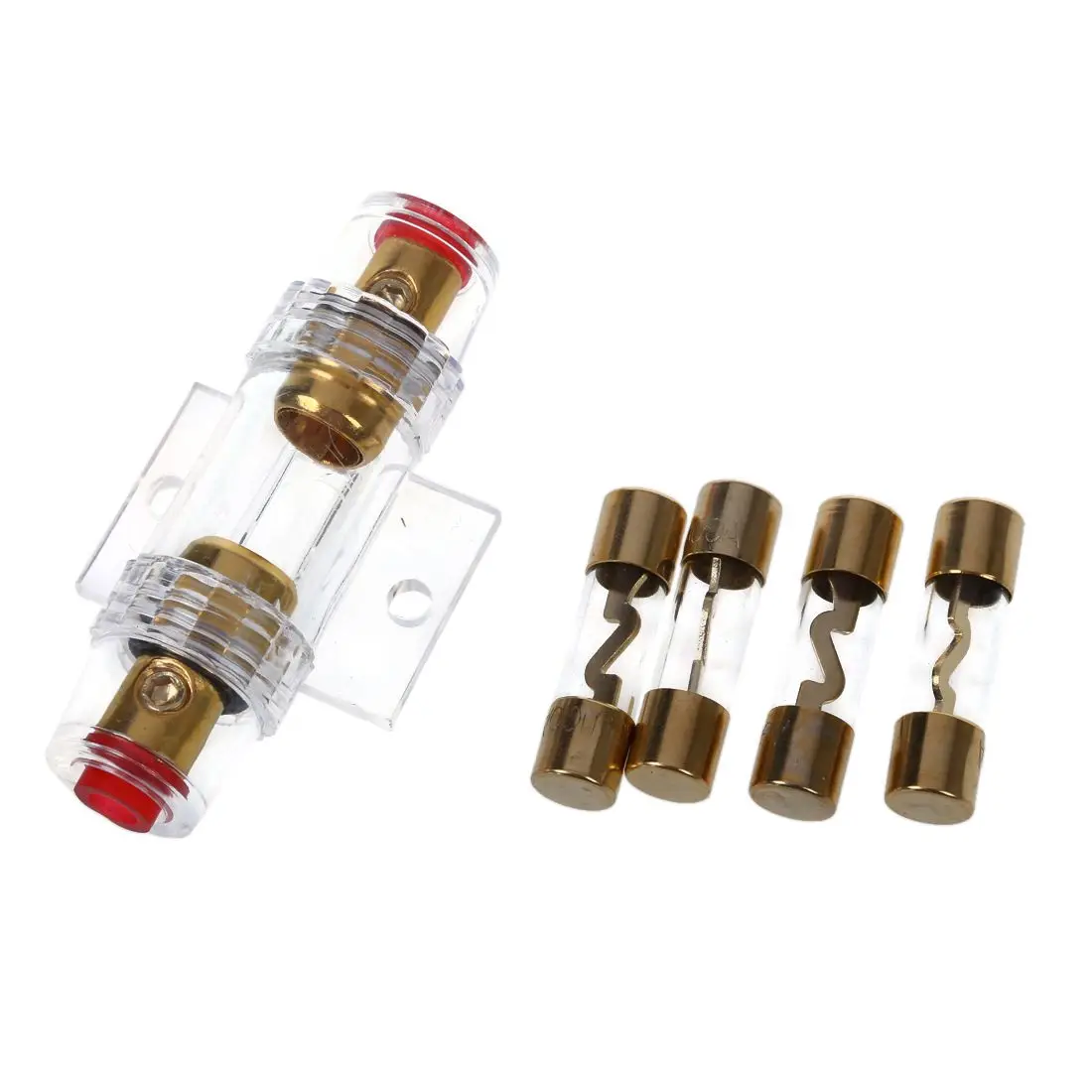 Audio Refit Clear AGU Fuse Holder 4 / 8 Gauge Wire + 4 Pack 100 AMP Fusesin Fuses from Home