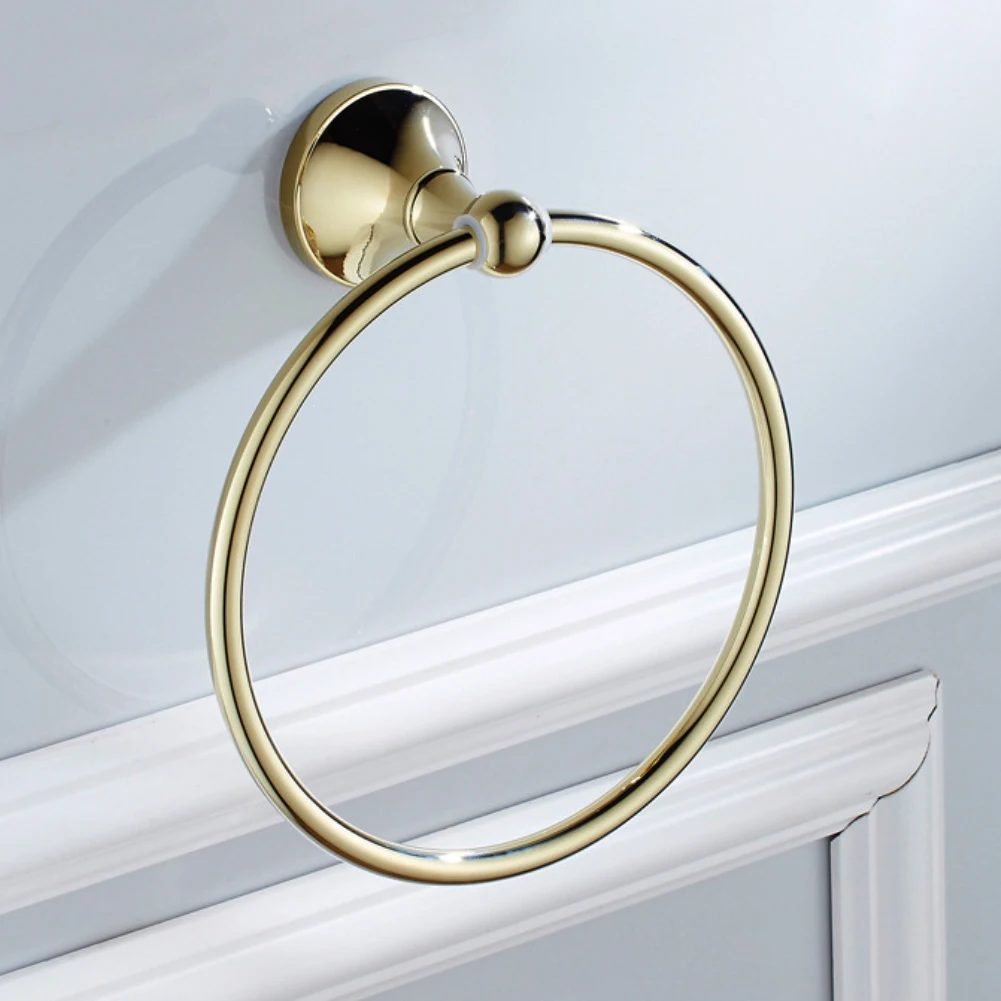 Новое позолоченное настенное кольцо для полотенец из хрома, держатель для полотенец, держатель для туалетной мебели, аксессуары для ванной комнаты