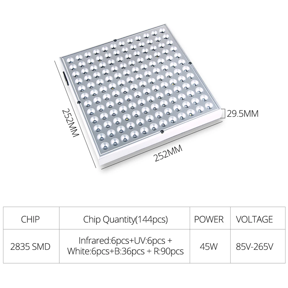 Светодиодный светильник для выращивания растений, 25 Вт, 45 Вт, AC85-265V, полный спектр, светильник для выращивания растений, цветов