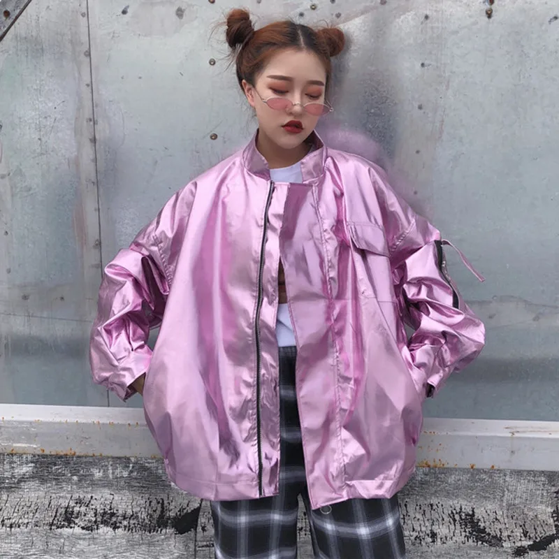 

Spring Women Thin Harajuku Pockets Jacket Japanses Loose Streetwear Solid Outerwear Lady Fashion Summer Sunscreen Bomber Coat