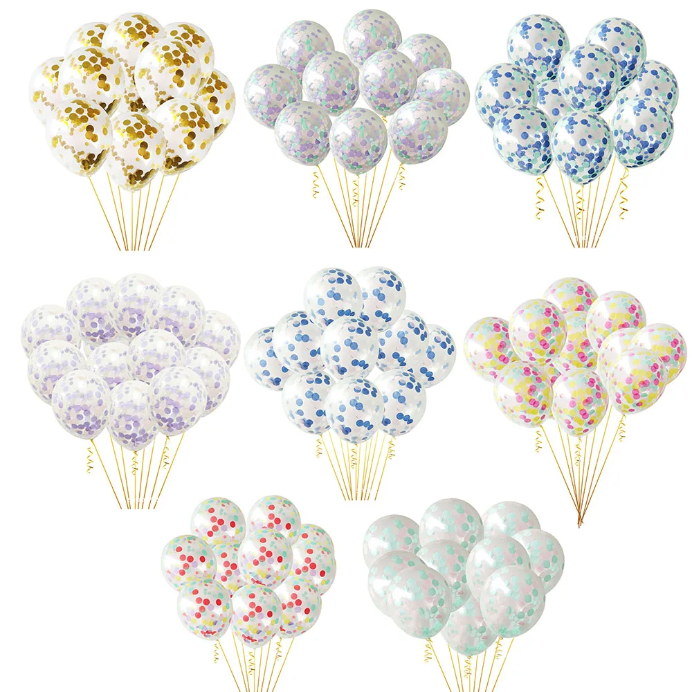 

10pcs Clear Balloons Colorful Gold Round Foil Confetti Transparent Balloons Happy Birthday Baby Shower Wedding Party Decorations
