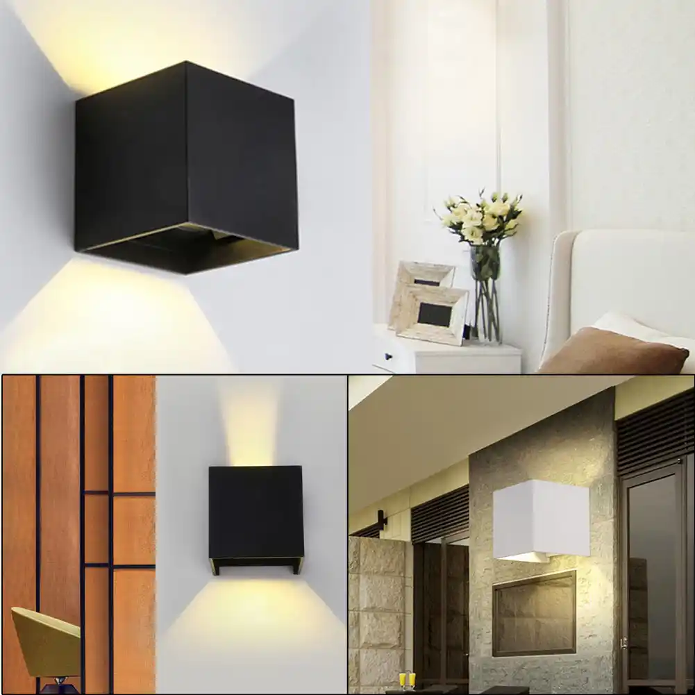 Impermeable 7w Aluminio Cubo Cob Led Lampara De Pared Moderna Casa