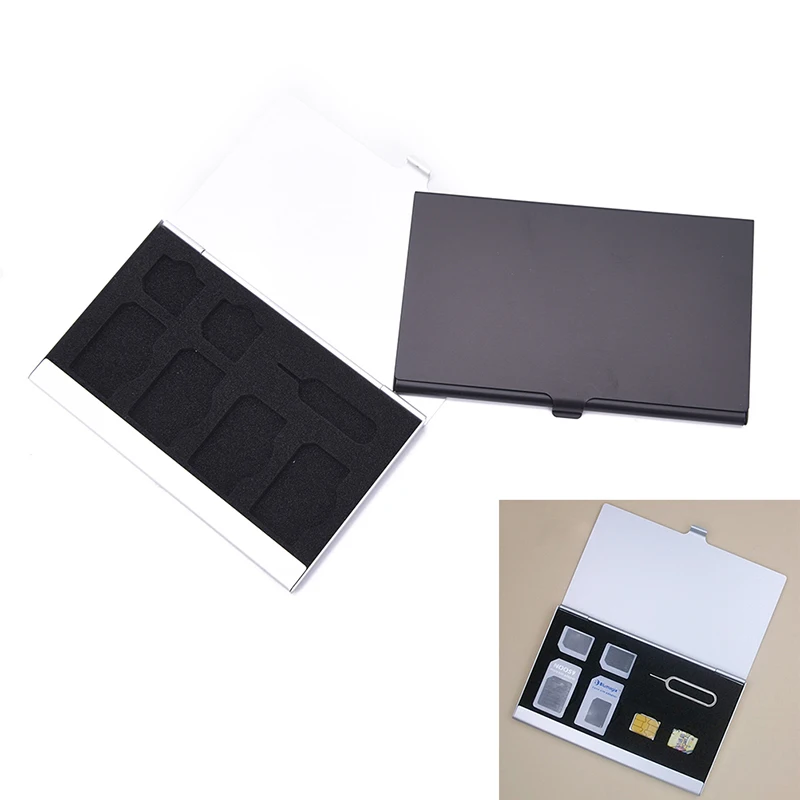 

7 Slots Double Card Organizer Bag Double-layer Metal Storage Aluminum Hard Micro Sd Memory Card SIM Card Storage Protection Gift