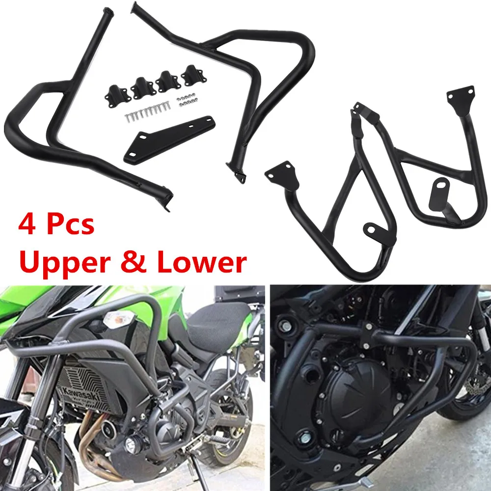 Motors Guards Lower Crash Versys-650 Steel Highway Engine Upper Lower Guard Crash Bars Bumper Protector for 2015 2016 2017 2018 2019 2020 Kawasaki Versys 650 Versys650 Motorbike Accessories barico.vn