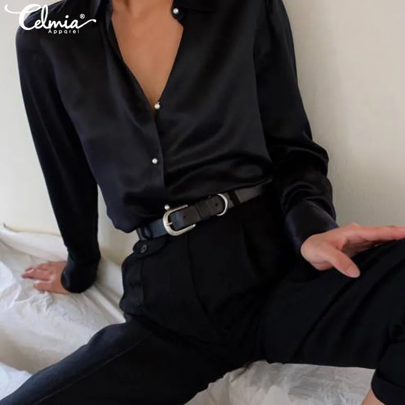 Top Fashion Celmia 2020 Women Elegant OL Blouses Shirt Long Sleeve Buttons Casual Lady OfficeTops Solid Blusas Femininas S-5XL - 33036781197