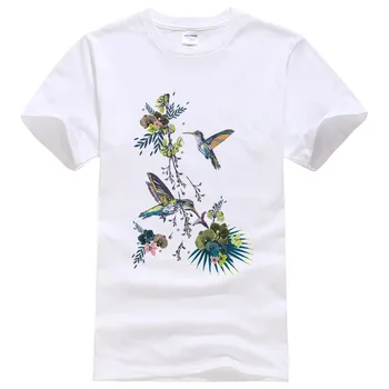 

2017 Men Women Birds Plant T-Shirt Summer Cotton Cool Customized t shirts Plus Size #121