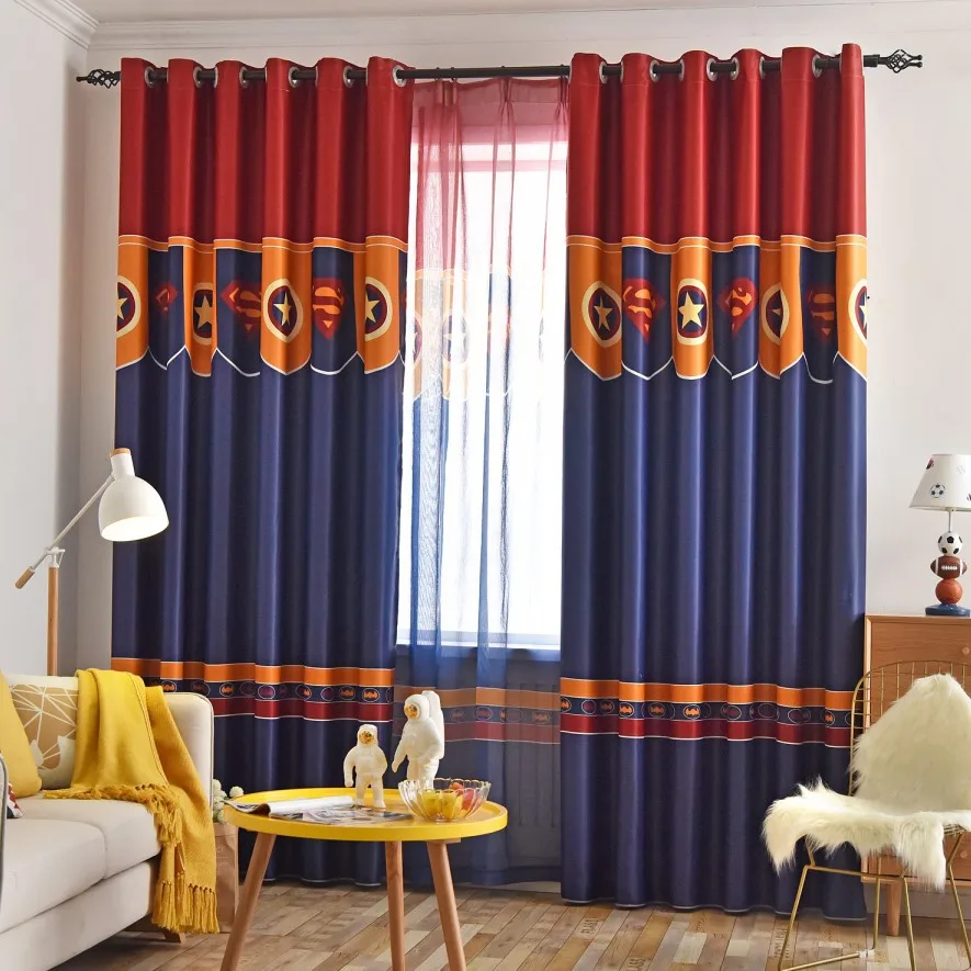 

Cartoon curtains for Children's Room Curtains Mediterranean Boy Girl kids Bedroom Floating high shading Window Drapes