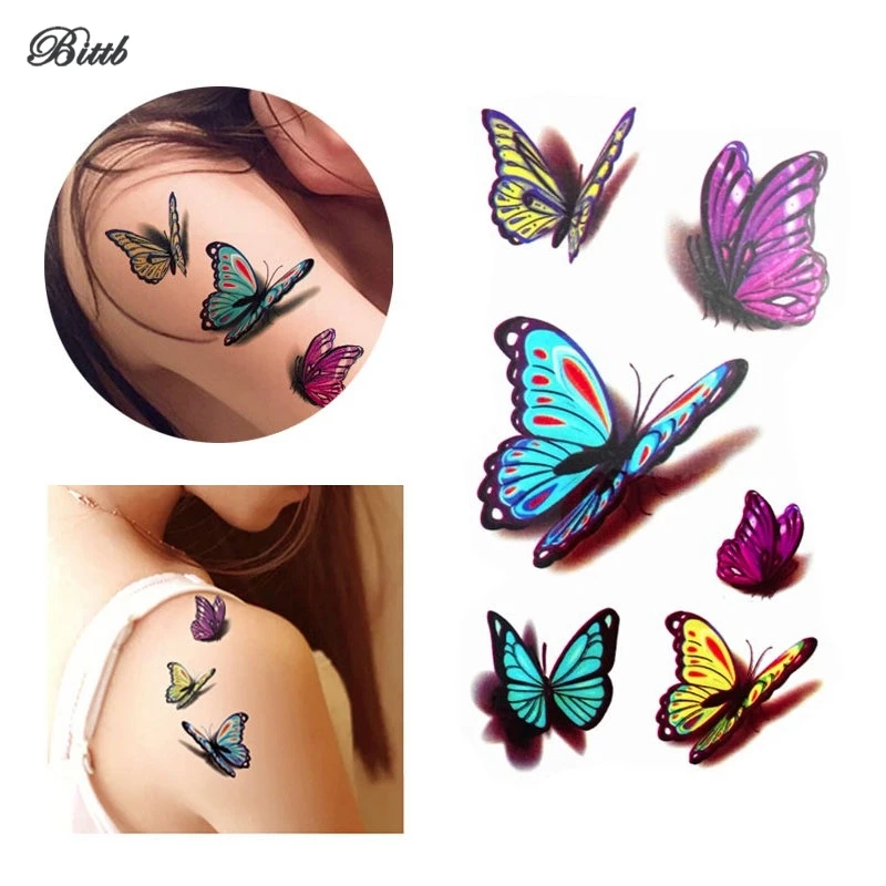 Bittb 5PC Butterfly Pattern Waterproof Temporary Tattoos Body Art Sticker Fake Tattoo Paste Foil Beauty Paper | Красота и здоровье
