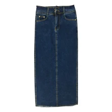 Новая Женская Ретро джинсовая юбка с высокой талией в длинном абзаце сумка бедра юбка женская стрейч тонкая джинсовая юбка большого размера