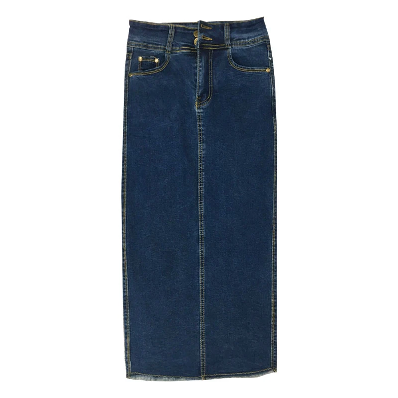 

2019 new women's retro high waist denim skirt in the long paragraph bag hip skirt female stretch Slim large size denim skirt