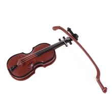 Figuritas de plástico miniviolín para casa de muñecas y manualidades instrumento musical miniaturas DIY 1/12 casa de muñecas violín de madera con funda con soporte