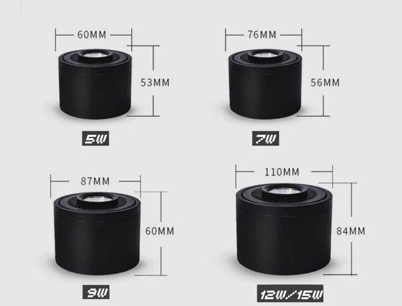 Светодиодный светильник с регулируемой яркостью 5W7W9W12W15W COB Светодиодный точечный потолочный светильник освещение AC85-265V светодиодный настенный светильник Теплый Холодный белый комнатный светильник