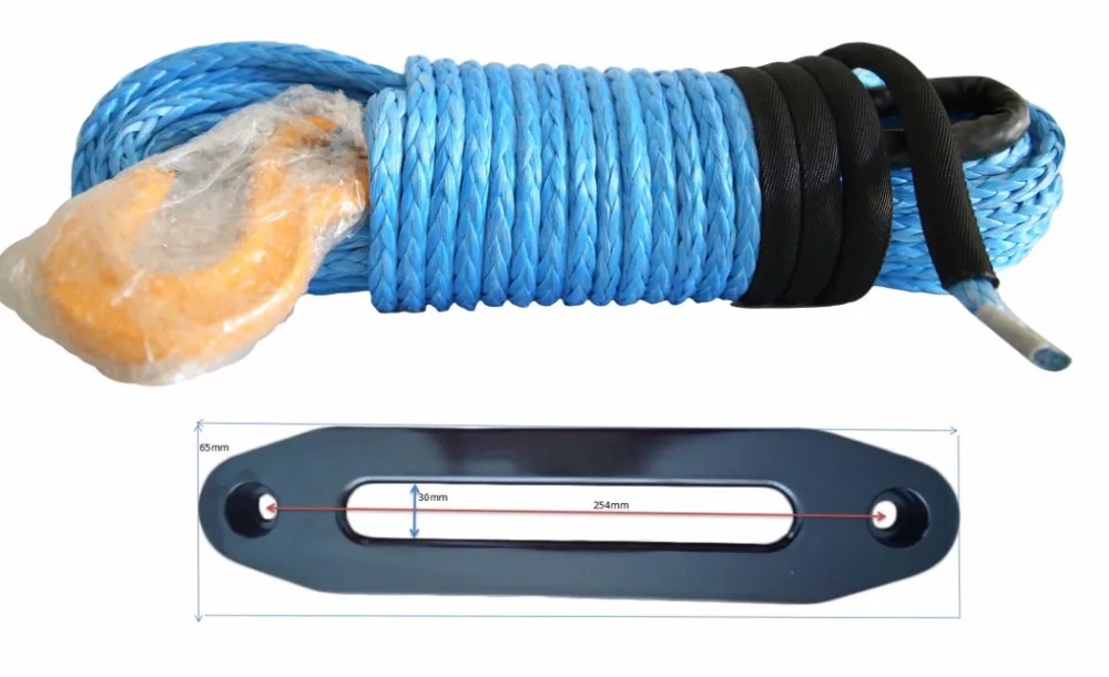 Blue 12mm*30m Synthetic Winch Cable add 10" ATV Hawse Fairlead,Winch