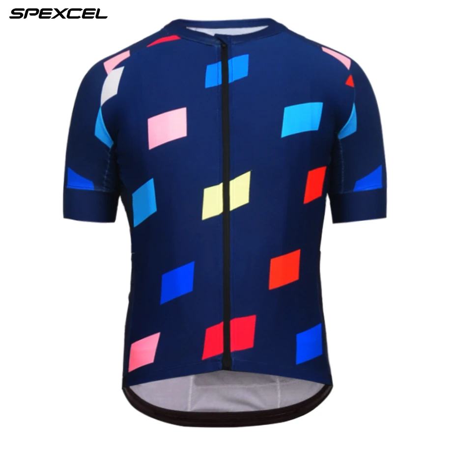 

2017 SPEXCEL flag Navy short sleeve cycling jersey 3 fabric with 14 panels top quality cycling gear race fit free shipping