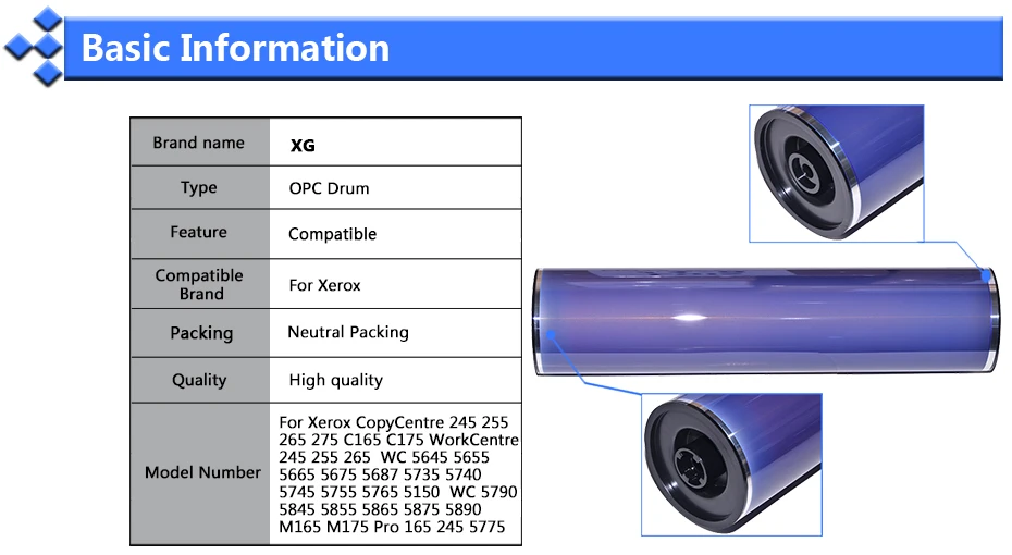 1X Япония Жако OPC сменный барабан для Xerox WorkCentre245 255 265 275 5150 5645 5655 5675 5735 5745 5845 5855 5865 5875 5890