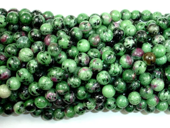 4mm 6mm 8mm 10mm 12mm Red Green Ruby Zoisite Round Loose Beads 15/" Strand AA