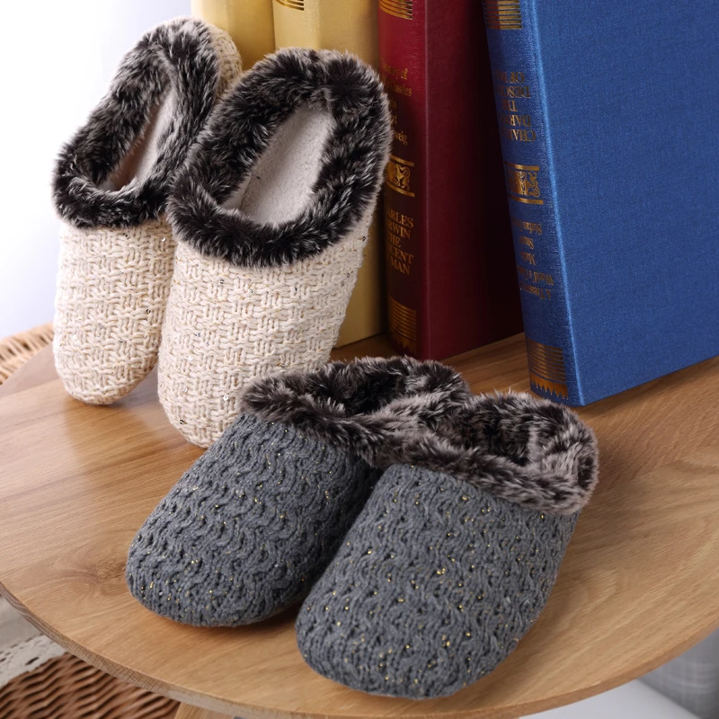 Women Shoes Winter Plush House Slippers Comfort Bling Wool Warm House Slippers Indoor Outdoor Slip On Couple Zapatillas Mujer