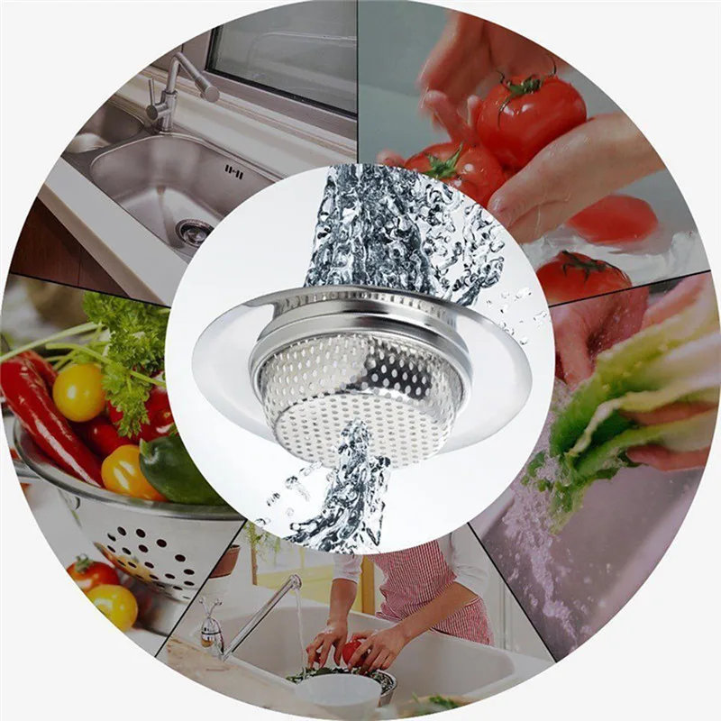 Кухонное ситечко для раковины фильтр для слива металлический Дуршлаг из нержавеющей стали для чистки ванной детали кухонной раковины