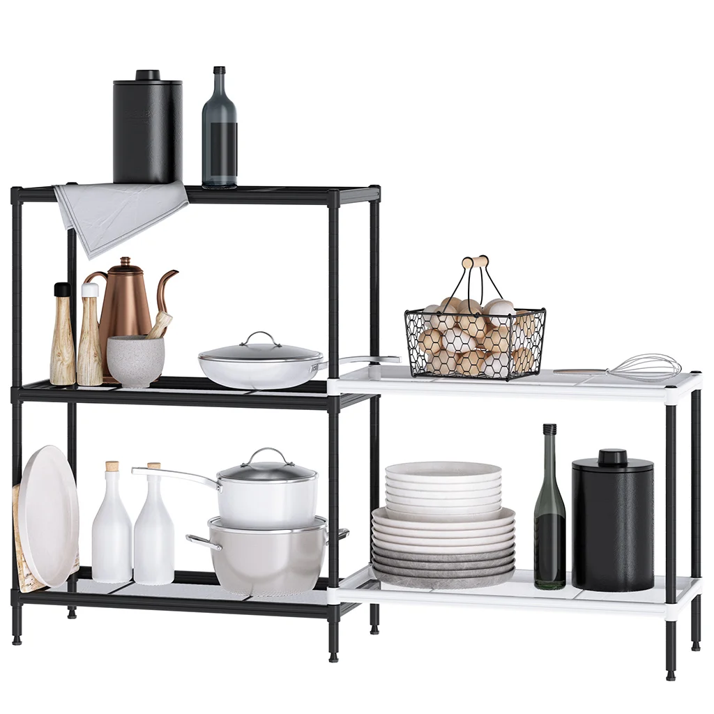 

Langria Rackaphile Wire 2-Section Shelving Unit Adjustable Metal Utility Storage Rack System Organizer for Bathroom Garage