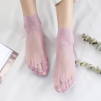 

3pairs/lot Solid Color Lace Lady Socks Ultrathin Breathable Summer Socks