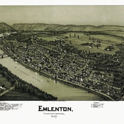 Historic Map of Emlenton Pennsylvania 1897 Venango County Poster Print (36 x 54)