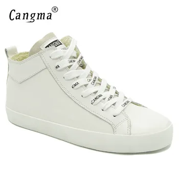 

CANGMA Italy Designer Woman's Casual Shoes White Sneakers For Girls Genuine Leather Shoes Mid Women Footwear Female Trainers