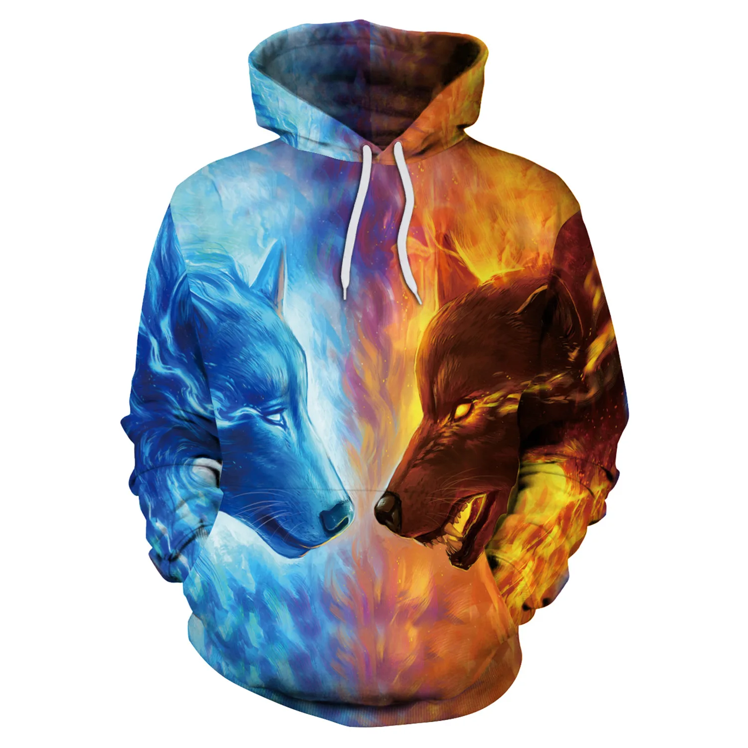 

Men Hoodies Double Wolf Head 3D Print Hoodies Men Hoodie Loose Long Sleeve Hooded Sweatshirt Streetwear Sudaderas Para Hombre