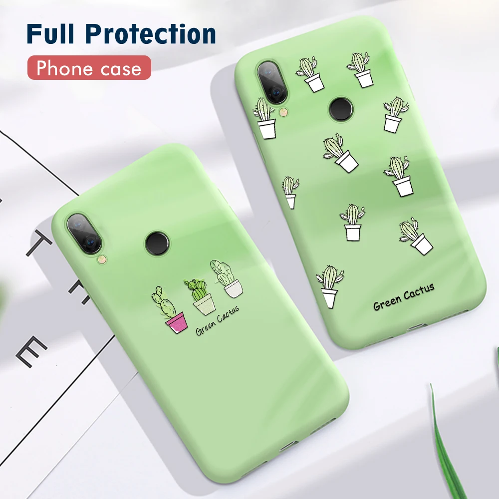 

Green Cactus Case For Xiaomi Redmi Note 7 5 6 Pro Mi9 SE Mi8 Lite Mi 9T Pro A2 6X Soft TPU Cover For Redmi 7 7A 6A K20 Pro Cases