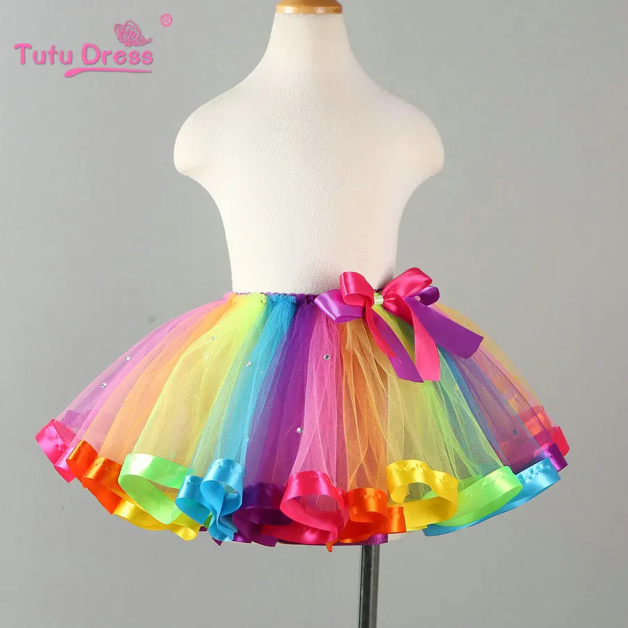 Rainbow Skirts Girl Clothing Summer Color Girls Clothes Colorful Kids