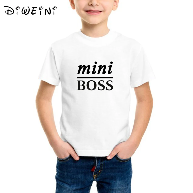 

Mini Boss Letter Printed T Shirt for Baby Boy 2019 Summer Child Clothes Round Neck White T-shirts Kids Cotton Short Sleeve Tops