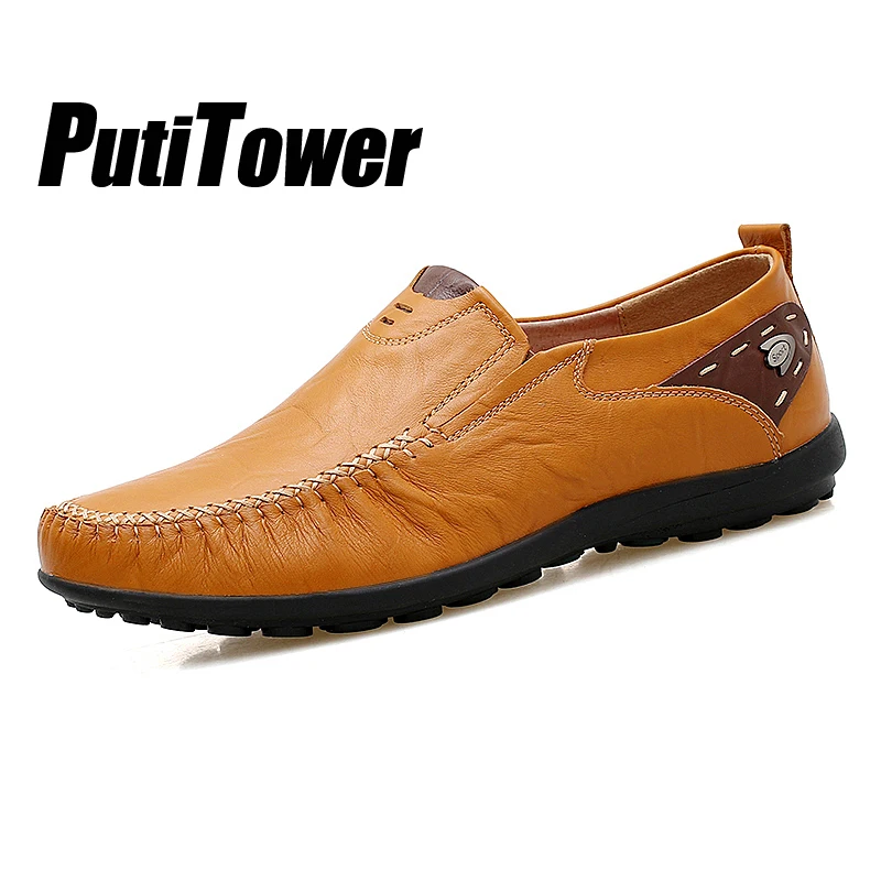 

Plus Size Genuine Leather Shoes Men Slip On Flat Footwear Fashion Handmade Mens Casual Shoes Zapatillas Hombre Chaussures Homes