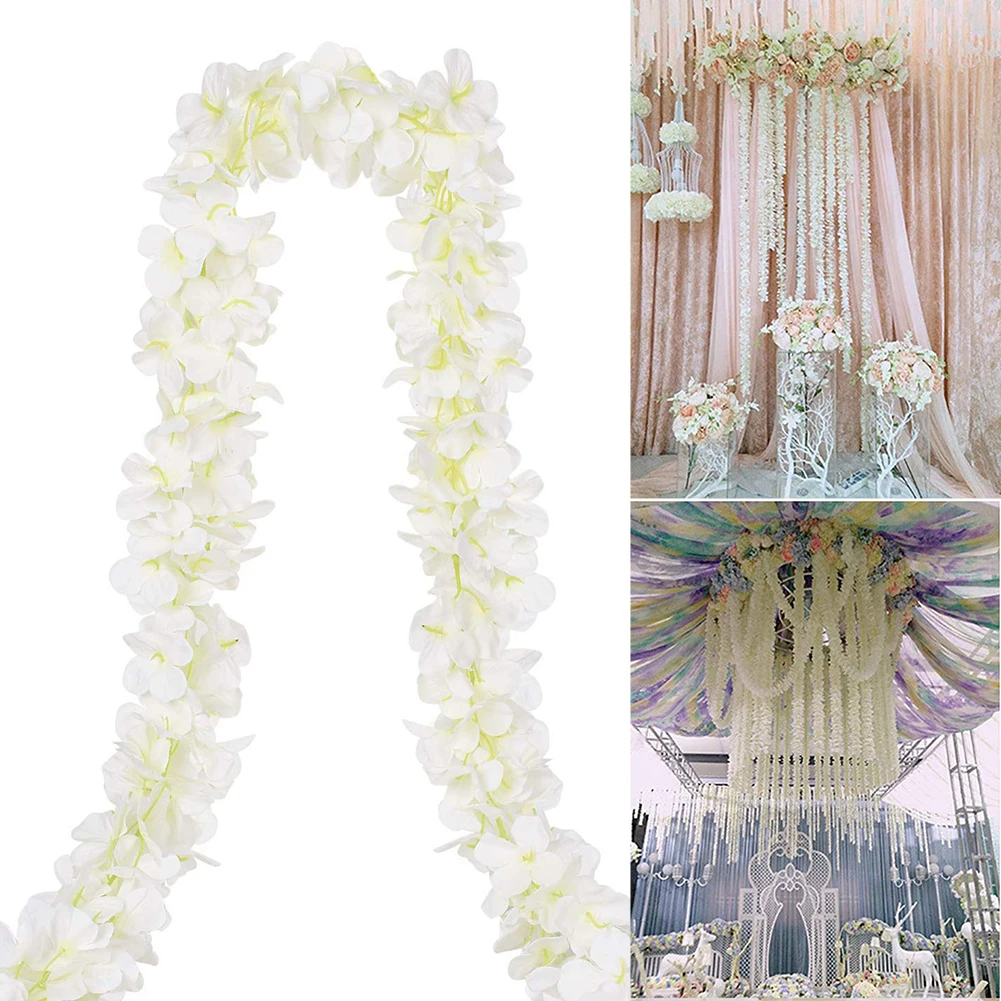 

2pcs 1.8m Artificial Flower String for Wedding Decoration Wall Window Hanging Flower Vine Silk Fake Flower Home Garden Decor
