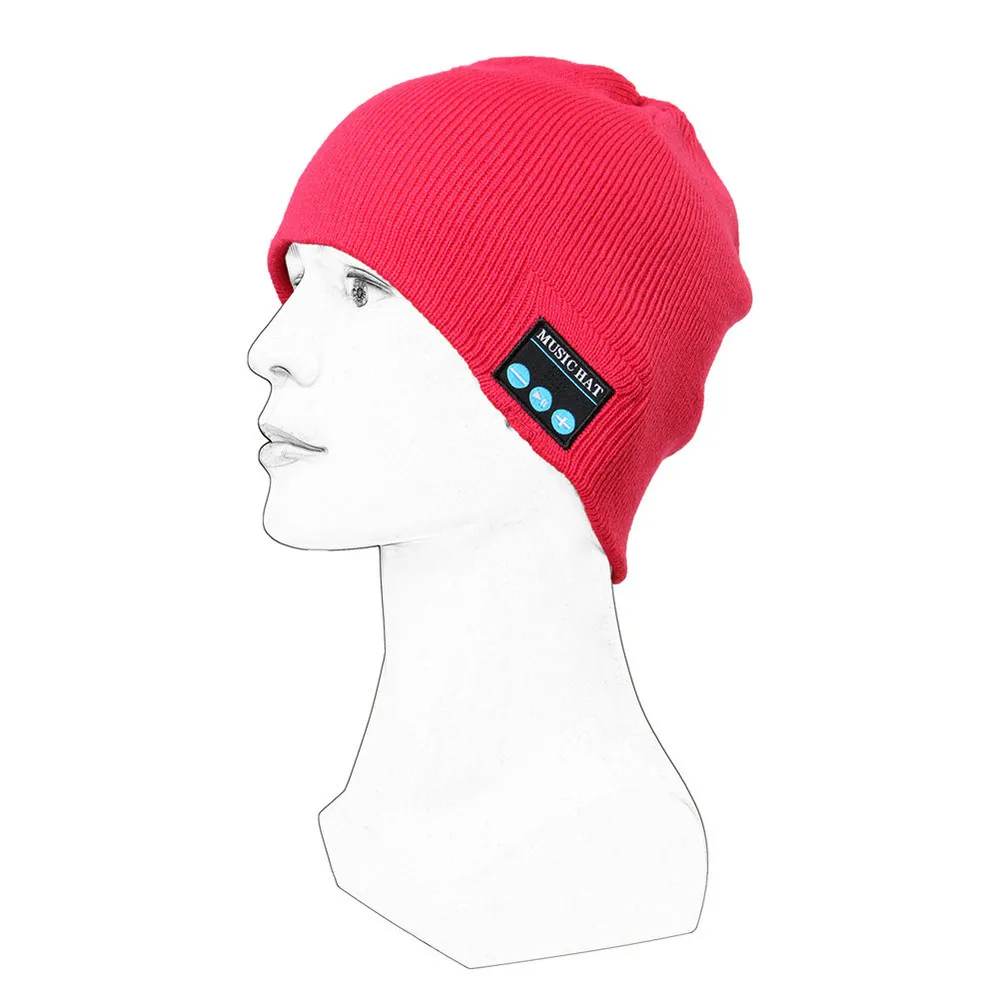 Зимняя Беспроводная Теплая Шапка-бини, музыкальная шапка с наушниками, Рождественская мужская шапка, мужская шапка, подарок - Цвет: Red
