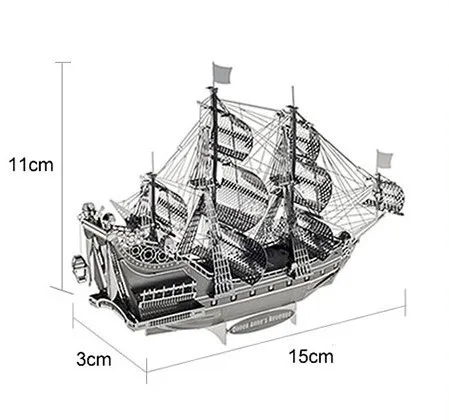 

The Queen Anne's Revenge model Gold color 3D DIY laser cutting boat model educational diy toys Jigsaw Puzzle best birthday gifts
