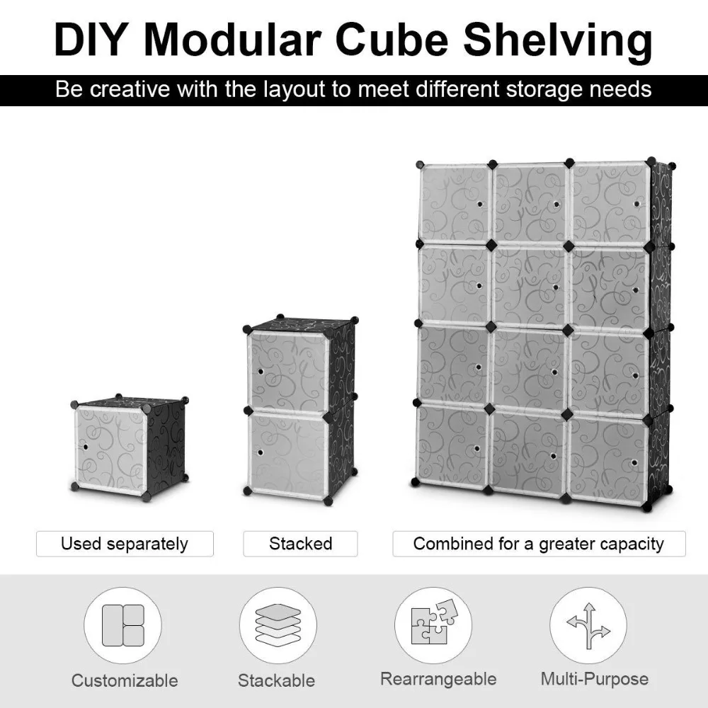 Giantex DIY 12 куб Портативный шкаф для хранения одежды W/двери домашней мебели HW58560| |