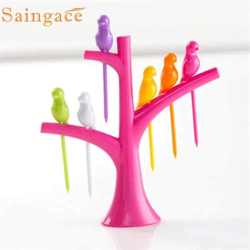 

2018 5 Colors Birdie Fruit Fork Birds On The Tree Dessert Cake Dinnerware Party Cocktail tenedor 2o0416