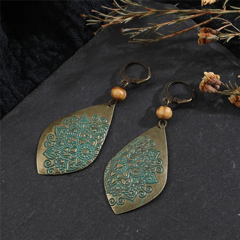 Vintage Bronze Geometric Women's Earrings Jewelry 2019 Long Metal Tassel Fringe African Earrings for Women Big Round Earring (5)
