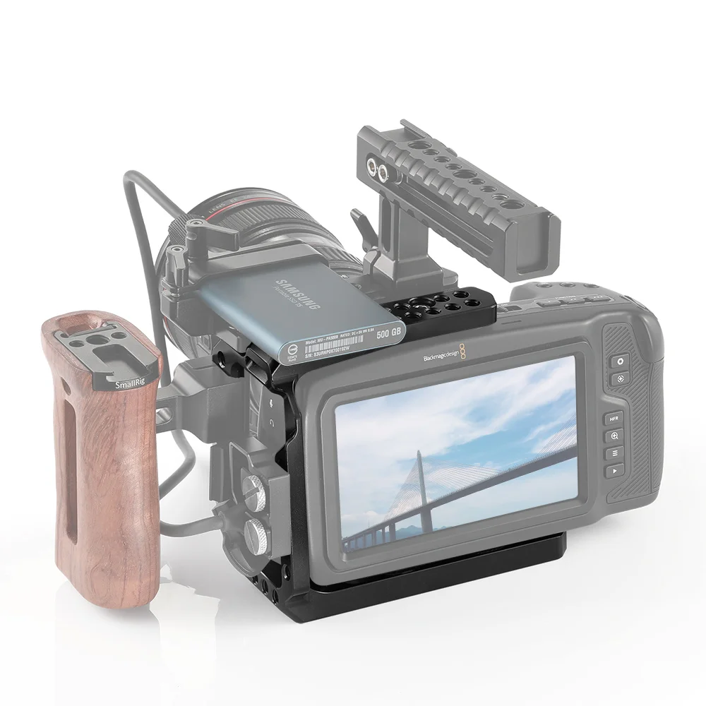 SmallRig BMPCC 4K 6K половинная клетка для Blackmagic дизайна карманная клетка для кинокамеры с Рельсом Nato/Arri отверстие для определения местоположения/может башмака-2254