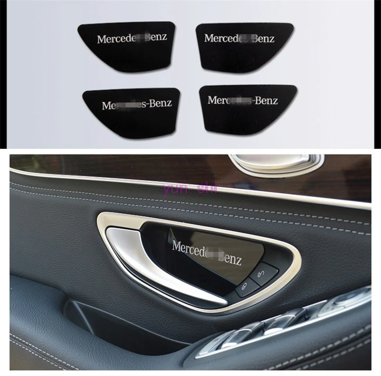 4 pcs Acrylic Car Inner Door Handle Cover Bowl Hairline Stickers Car-stying For Mercedes Benz New C class C180L C200L C260L
